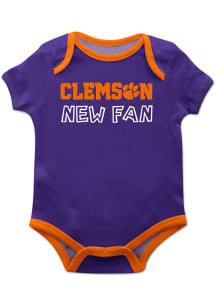 Clemson Tigers Baby Purple New Fan Short Sleeve One Piece