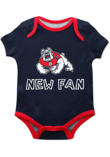 Fresno State Bulldogs Baby Navy Blue New Fan Short Sleeve One Piece