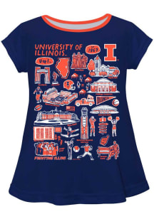 Toddler Girls Illinois Fighting Illini Blue Vive La Fete Impressions Short Sleeve T-Shirt