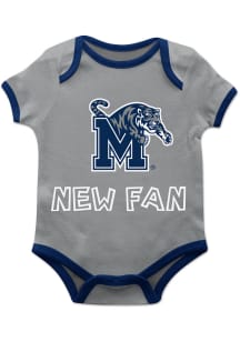 Memphis Tigers Baby Grey New Fan Short Sleeve One Piece