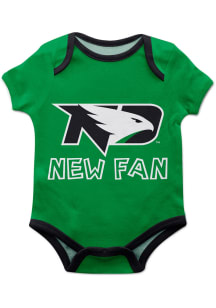 North Dakota Fighting Hawks Baby Green New Fan Short Sleeve One Piece