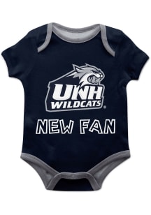 New Hampshire Wildcats Baby Navy Blue New Fan Short Sleeve One Piece
