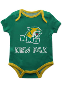 Northern Michigan Wildcats Baby Green New Fan Short Sleeve One Piece