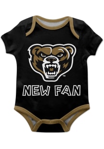 Oakland University Golden Grizzlies Baby Black New Fan Short Sleeve One Piece
