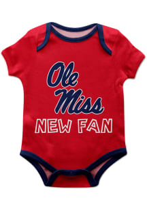 Ole Miss Rebels Baby Red New Fan Short Sleeve One Piece
