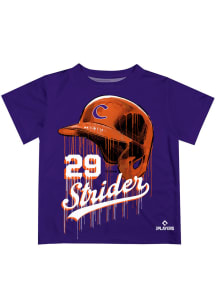 Spencer Strider   Clemson Tigers Toddler Purple Dripping Helmet Short Sleeve T-Shirt