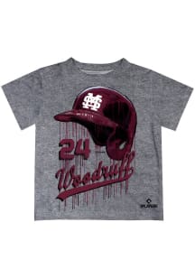 Brandon Woodruff   Mississippi State Bulldogs Toddler Grey Dripping Helmet Short Sleeve T-Shirt