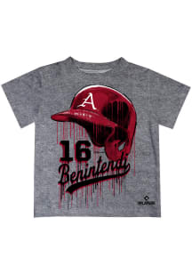 Andrew Benintendi   Arkansas Razorbacks Youth Grey Dripping Helmet Short Sleeve T-Shirt