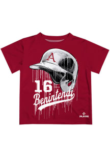 Andrew Benintendi   Arkansas Razorbacks Youth Red Dripping Helmet Short Sleeve T-Shirt