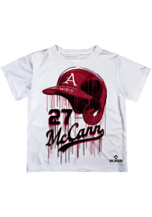 James McCann   Arkansas Razorbacks Youth White Dripping Helmet Short Sleeve T-Shirt