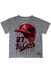 James McCann   Arkansas Razorbacks Youth Grey Dripping Helmet Short Sleeve T-Shirt