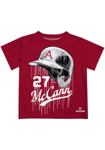 James McCann   Arkansas Razorbacks Youth Red Dripping Helmet Short Sleeve T-Shirt