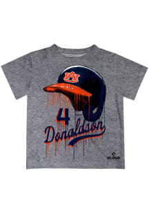 Josh Donaldson   Auburn Tigers Youth Grey Dripping Helmet Short Sleeve T-Shirt
