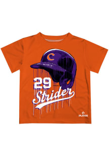 Spencer Strider   Clemson Tigers Youth Orange Dripping Helmet Short Sleeve T-Shirt