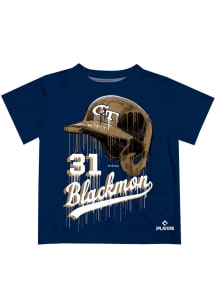 Charlie Blackmon   GA Tech Yellow Jackets Youth Navy Blue Dripping Helmet Short Sleeve T-Shirt