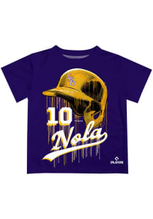 Aaron Nola   LSU Tigers Youth Purple Dripping Helmet Short Sleeve T-Shirt