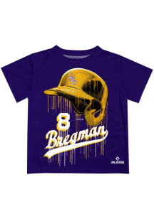 Alex Bregman   LSU Tigers Youth Purple Dripping Helmet Short Sleeve T-Shirt