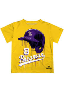 Alex Bregman   LSU Tigers Youth Gold Dripping Helmet Short Sleeve T-Shirt