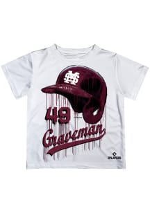 Kendall Graveman   Mississippi State Bulldogs Youth White Dripping Helmet Short Sleeve T-Shirt