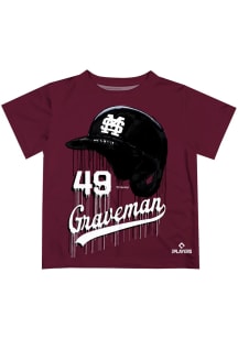 Kendall Graveman   Mississippi State Bulldogs Youth Maroon Dripping Helmet Short Sleeve T-Shirt