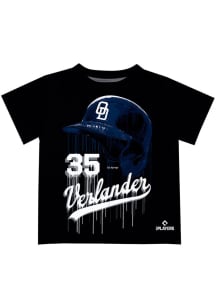 Justin Verlander   Old Dominion Monarchs Youth Black Dripping Helmet Short Sleeve T-Shirt