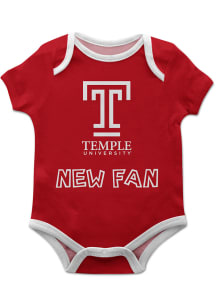 Temple Owls Baby Red New Fan Short Sleeve One Piece
