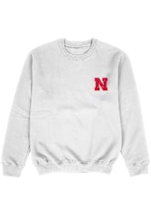 Vive La Fete Nebraska Cornhuskers Youth White Impressions Long Sleeve Crew Sweatshirt