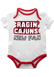 UL Lafayette Ragin' Cajuns Baby White New Fan Short Sleeve One Piece
