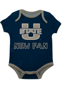 Vive La Fete Utah State Aggies Baby Navy Blue New Fan Short Sleeve One Piece