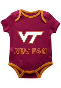 Virginia Tech Hokies Baby Maroon New Fan Short Sleeve One Piece