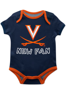 Virginia Cavaliers Baby Navy Blue New Fan Short Sleeve One Piece