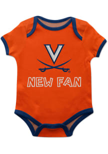 Virginia Cavaliers Baby Orange New Fan Short Sleeve One Piece