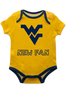 West Virginia Mountaineers Baby Gold New Fan Short Sleeve One Piece
