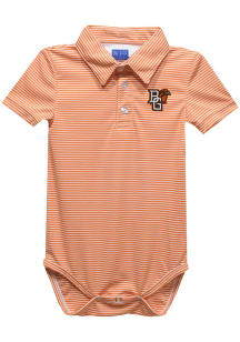 Vive La Fete Bowling Green Falcons Baby Orange Pencil Stripe Short Sleeve One Piece Polo