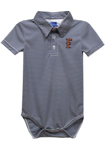 Cal State Fullerton Titans Baby Navy Blue Pencil Stripe Short Sleeve One Piece Polo