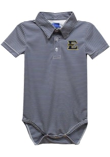 East Tennesse State Buccaneers Baby Navy Blue Pencil Stripe Short Sleeve One Piece Polo