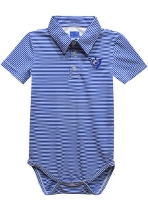 Vive La Fete Georgia State Panthers Baby Blue Pencil Stripe Short Sleeve One Piece Polo