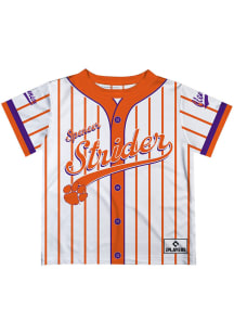 Spencer Strider   Clemson Tigers Youth White Stripes Short Sleeve T-Shirt