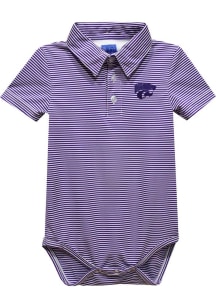 K-State Wildcats Baby Purple Pencil Stripe Short Sleeve One Piece Polo