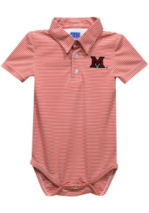 Miami RedHawks Baby Red Pencil Stripe Short Sleeve One Piece Polo