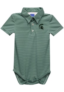 Michigan State Spartans Baby Green Pencil Stripe Short Sleeve One Piece Polo