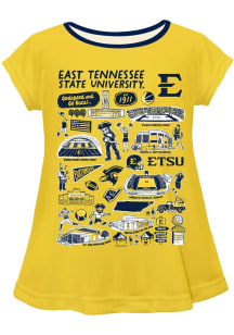 Vive La Fete East Tennesse State Buccaneers Girls Gold Impressions Short Sleeve Tee