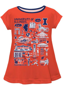 Girls Illinois Fighting Illini Orange Vive La Fete Impressions Short Sleeve T-Shirt