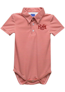 New Mexico Lobos Baby Red Pencil Stripe Short Sleeve One Piece Polo