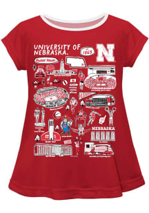 Girls Nebraska Cornhuskers Red Vive La Fete Impressions Short Sleeve T-Shirt
