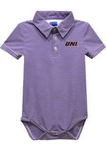 Northern Iowa Panthers Baby Purple Pencil Stripe Short Sleeve One Piece Polo