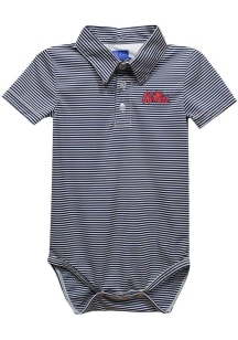 Ole Miss Rebels Baby Navy Blue Pencil Stripe Short Sleeve One Piece Polo