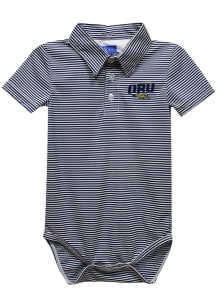 Oral Roberts Golden Eagles Baby Blue Pencil Stripe Short Sleeve One Piece Polo