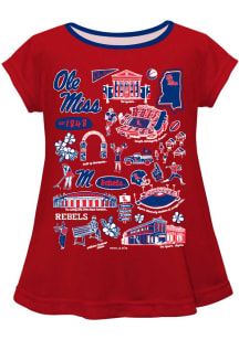 Vive La Fete Ole Miss Rebels Girls Red Impressions Short Sleeve Tee