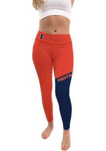 Illinois Fighting Illini Womens Orange Colorblock Letter Plus Size Athletic Pants